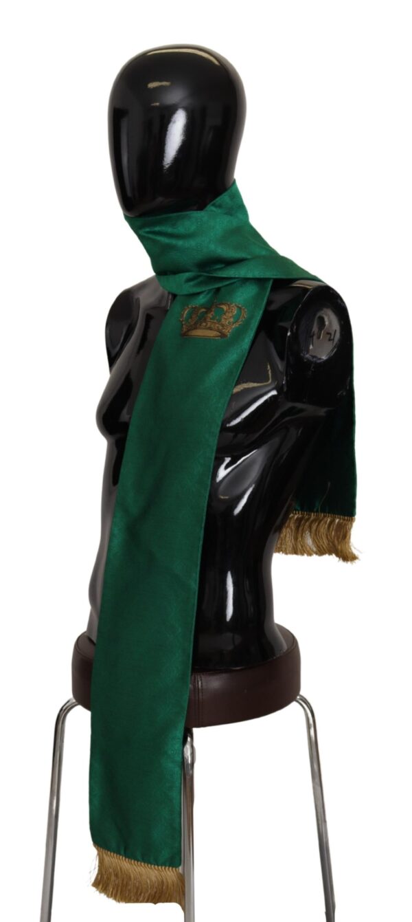 Dolce & Gabbana Elegant Green Silk Blend Men's Scarf - Image 4