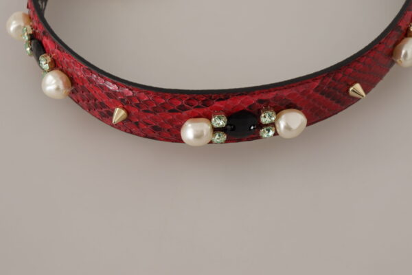 Elegant Red Python Leather Shoulder Strap - Image 4