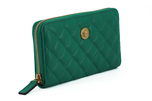 Elegant Quilted Leather Zip Wallet - Image 3