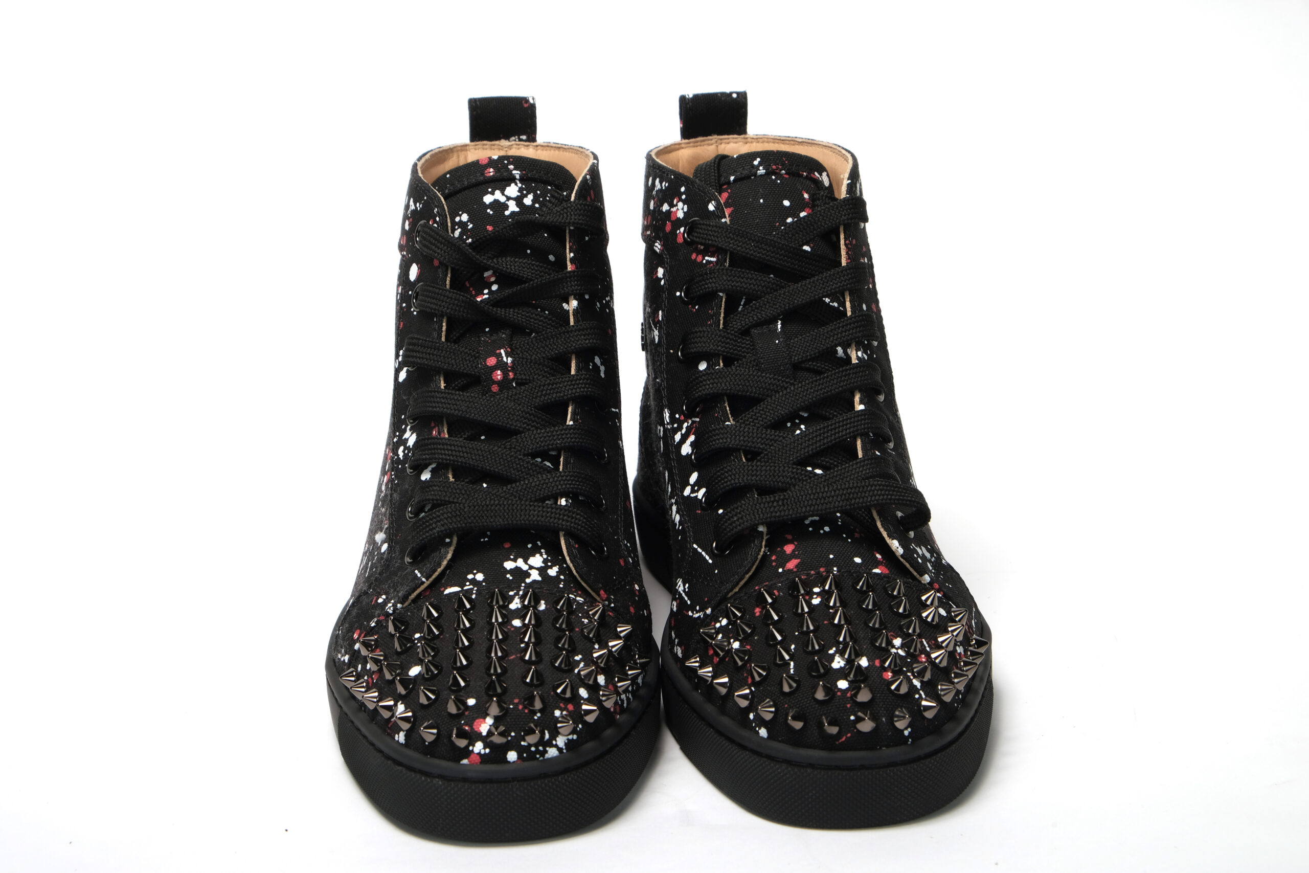 Christian Louboutin Black Leather Louis Spikes High Top Sneakers Size 41.5  Christian Louboutin