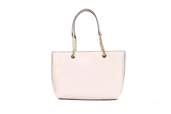 Jet Set Medium Powder Blush Leather Front Zip Chain Tote Bag Purse - Image 3