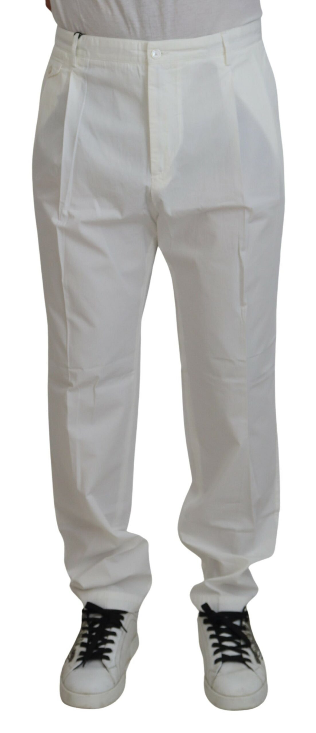 Men Formal Cotton Pleated Pants Trousers Slim Retro Casual Business  Straight Leg | eBay