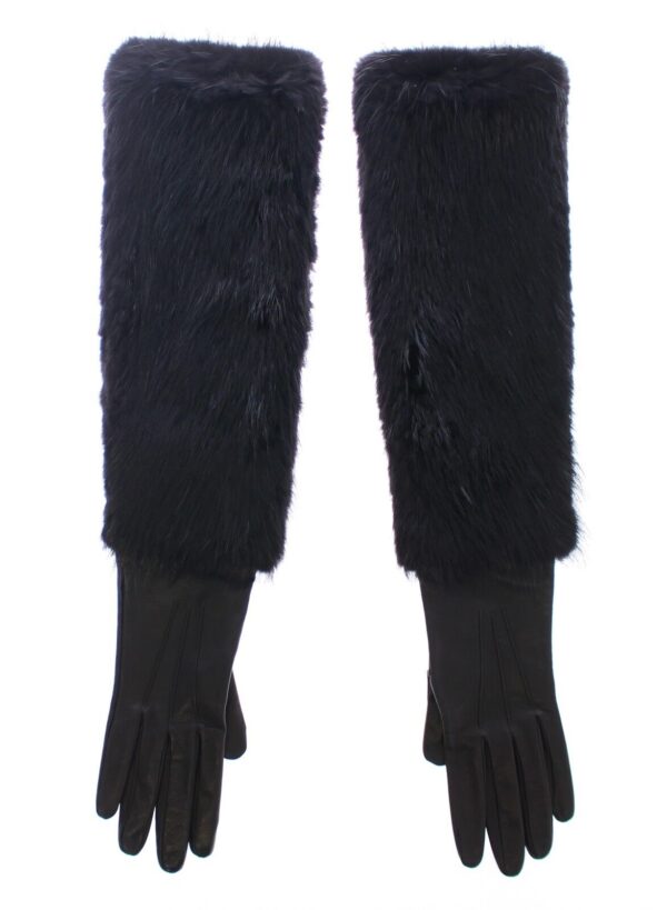 Dolce & Gabbana Elegant Elbow-Length Beaver Fur Gloves - Image 8