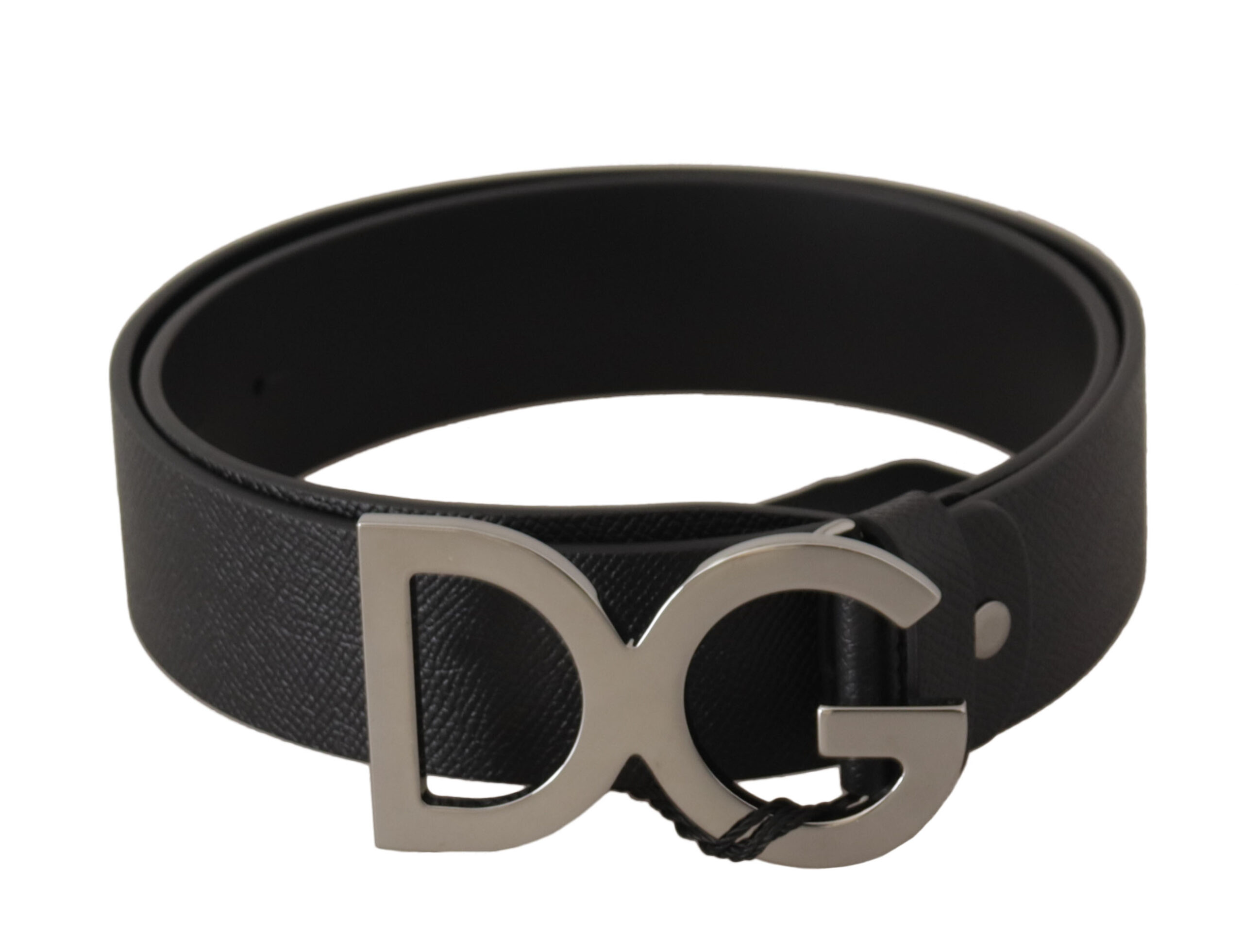 Dolce & Gabbana Gold Leather Silver Square Metal Buckle Men's Belt