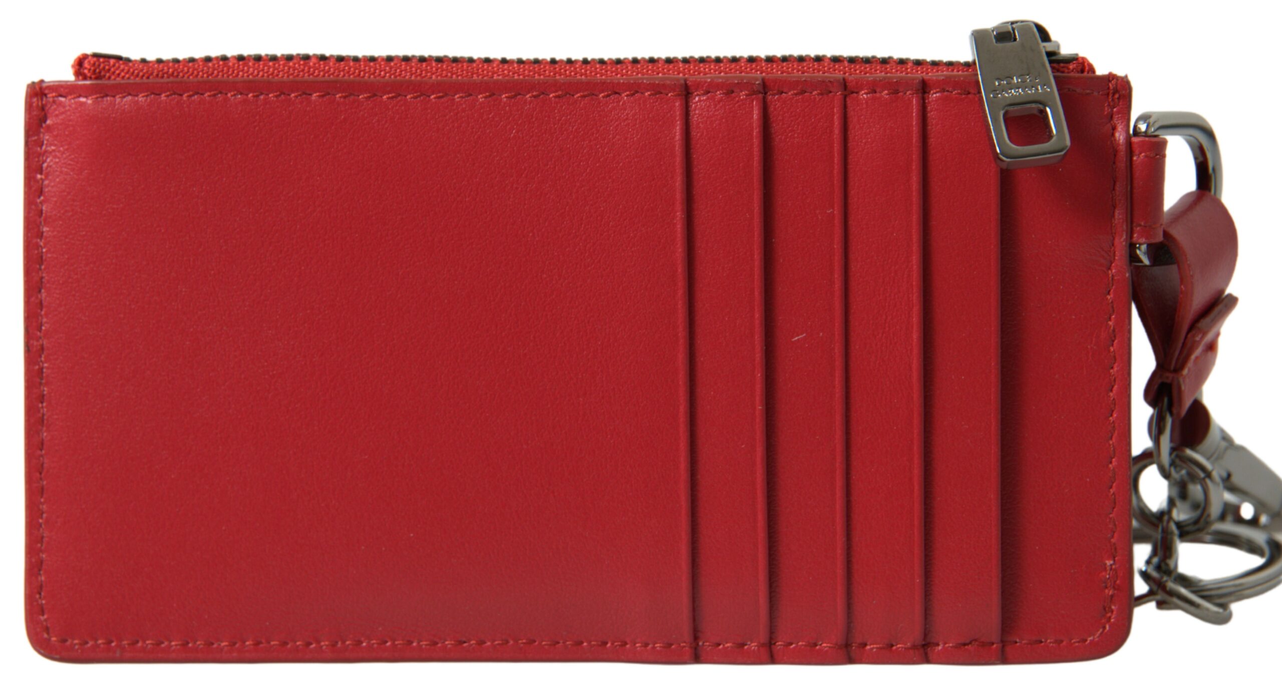 Dolce & Gabbana Leather Zip Card Holder in Red