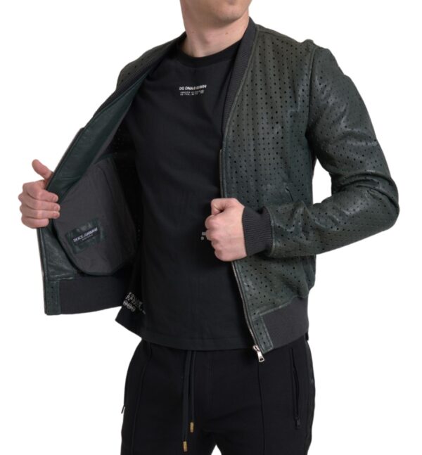 Dolce & Gabbana Emerald Green Goatskin Bomber Jacket - Image 7