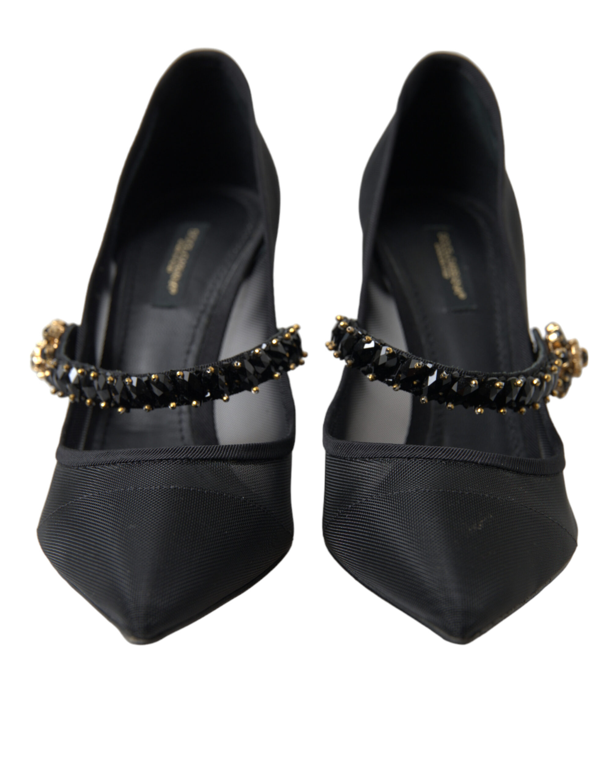 Dolce & Gabbana Black Mary Jane Crystals Heels Pumps Shoes