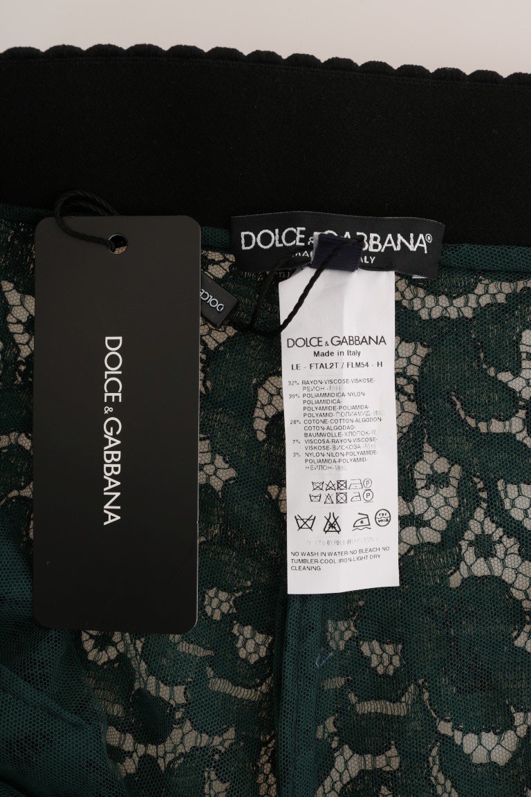 Dolce & Gabbana Green Floral Lace Leggings Pants – AUMI 4