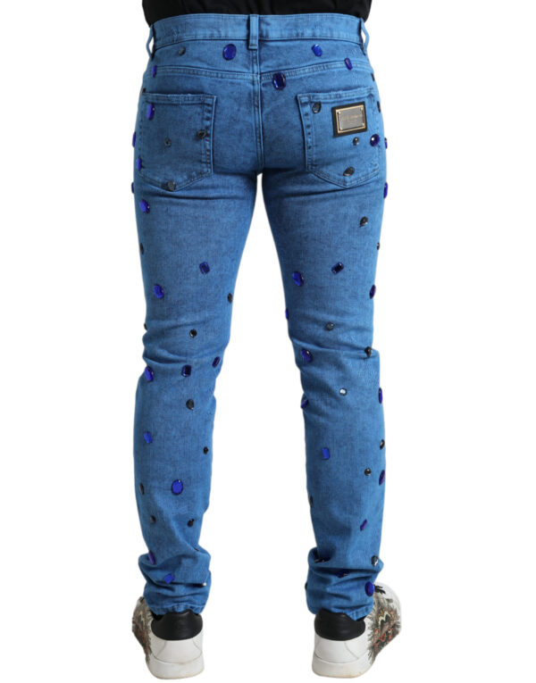 Crystal Embellished Skinny Denim Jeans - Image 2