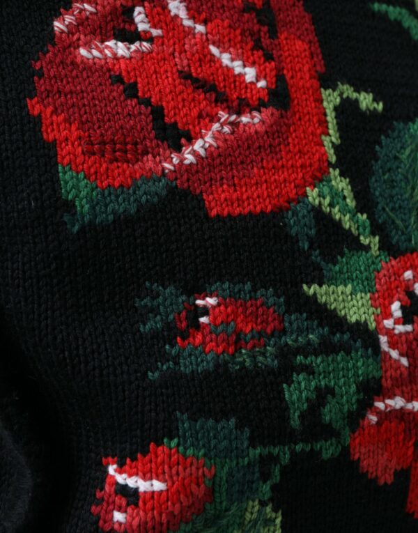 Dolce & Gabbana Chic Embroidered Floral Black Tote - Image 4