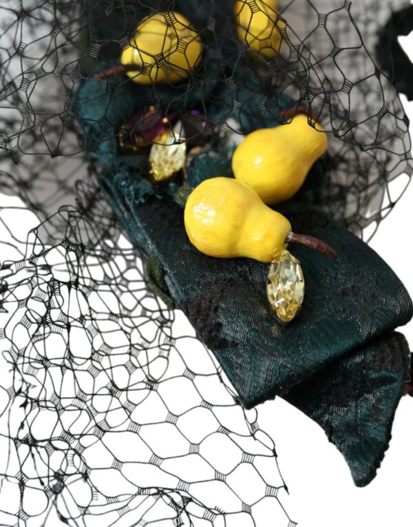 Dolce & Gabbana Black Lemons Sicily Purple Crystal Net Headband Diadem - Image 6