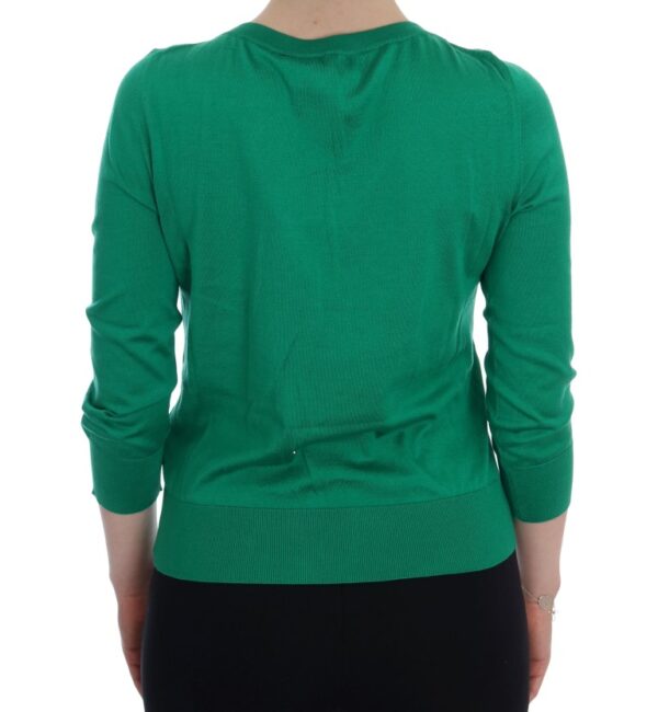 Embellished Green Silk Pullover Sweater - Image 3