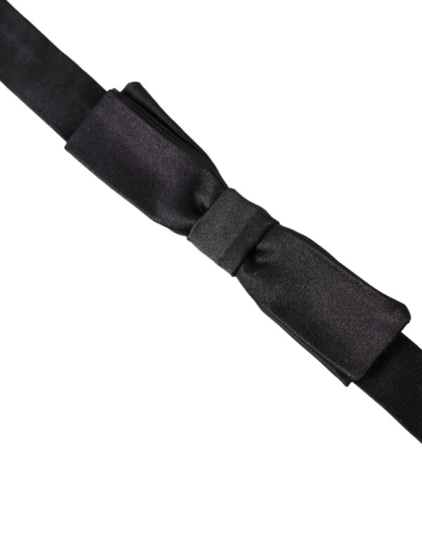 Dolce & Gabbana Dark Gray Silk Adjustable Neck Men Bow Tie - Image 3