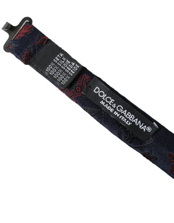 Dolce & Gabbana Blue Floral Brocade Adjustable Neck Men Bow Tie - Image 4