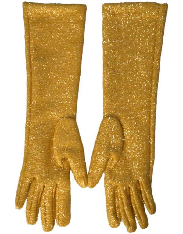 Dolce & Gabbana Gold Lurex Fantasia Mid Arm Length Gloves - Image 3