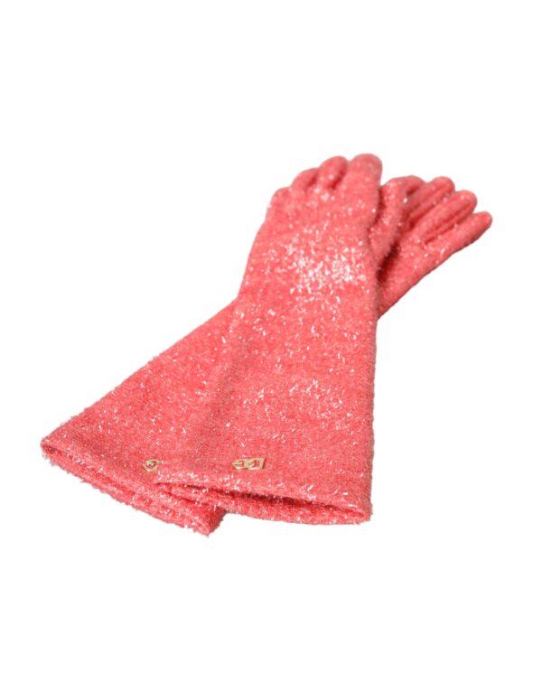 Dolce & Gabbana Pink Lurex Fantasia Mid Arm Length Gloves - Image 4