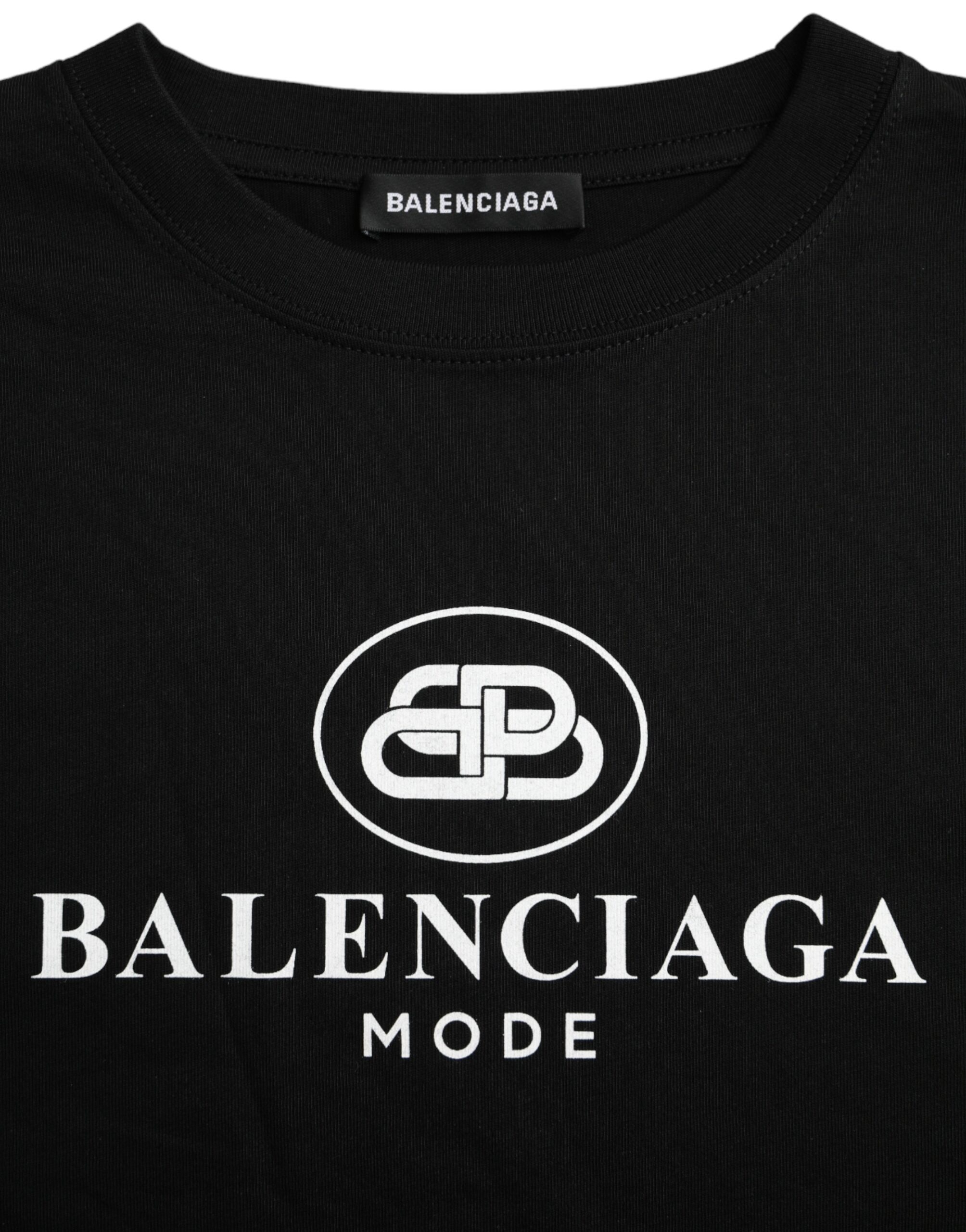 Balenciaga Black Cotton Logo Crew Neck Short Sleeves T Shirt