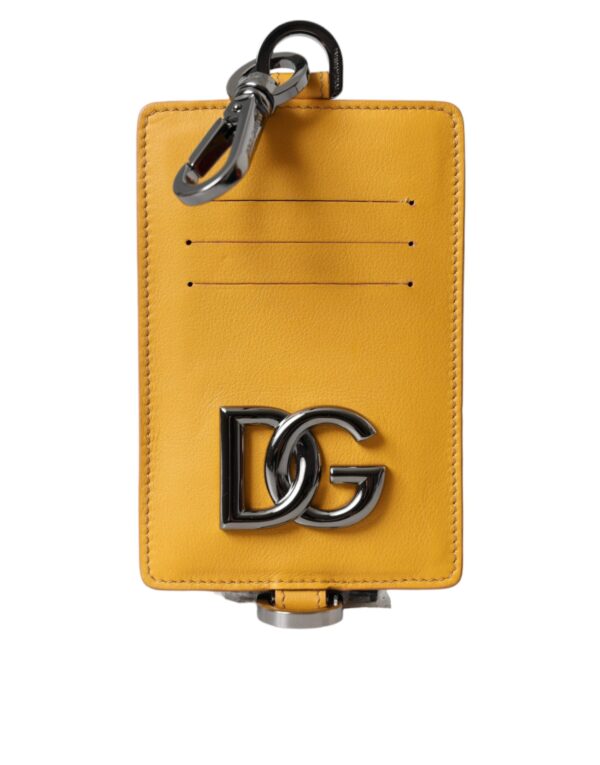 Dolce & Gabbana Orange Calf Leather Credit Card Holder Clip On Wallet - Image 2