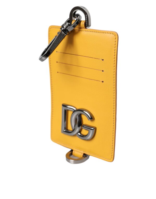 Dolce & Gabbana Orange Calf Leather Credit Card Holder Clip On Wallet - Image 3