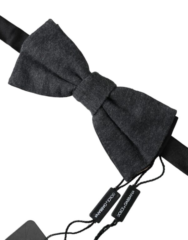 Dolce & Gabbana Dark Gray Silk Adjustable Neck Men Bow Tie - Image 3