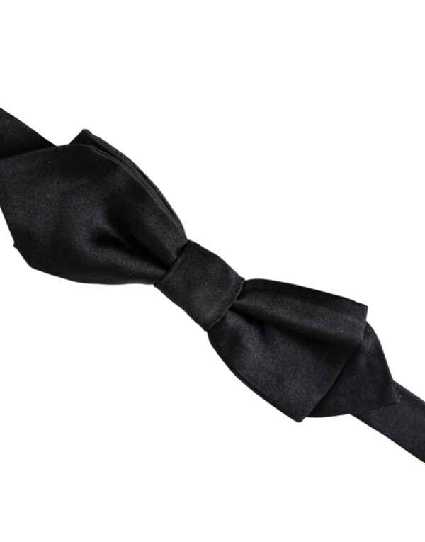 Dolce & Gabbana Black Silk Adjustable Neck Men Bow Tie - Image 5