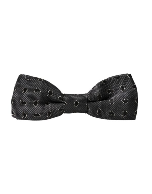 Dolce & Gabbana Black Silk Patterned Adjustable Neck Men Bow Tie - Image 4