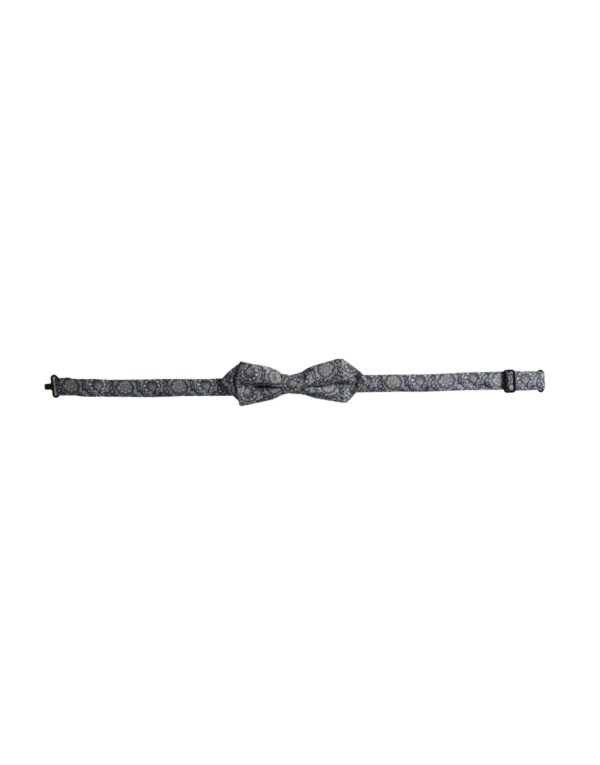 Dolce & Gabbana Gray Silk Patterned Adjustable Neck Men Bow Tie