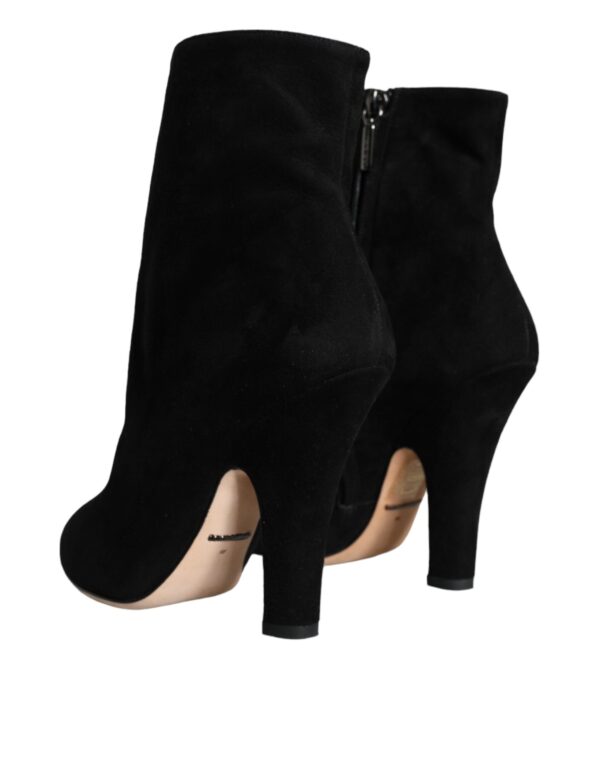 Dolce & Gabbana Black Suede Leather Mid Calf Boots Shoes - Image 4
