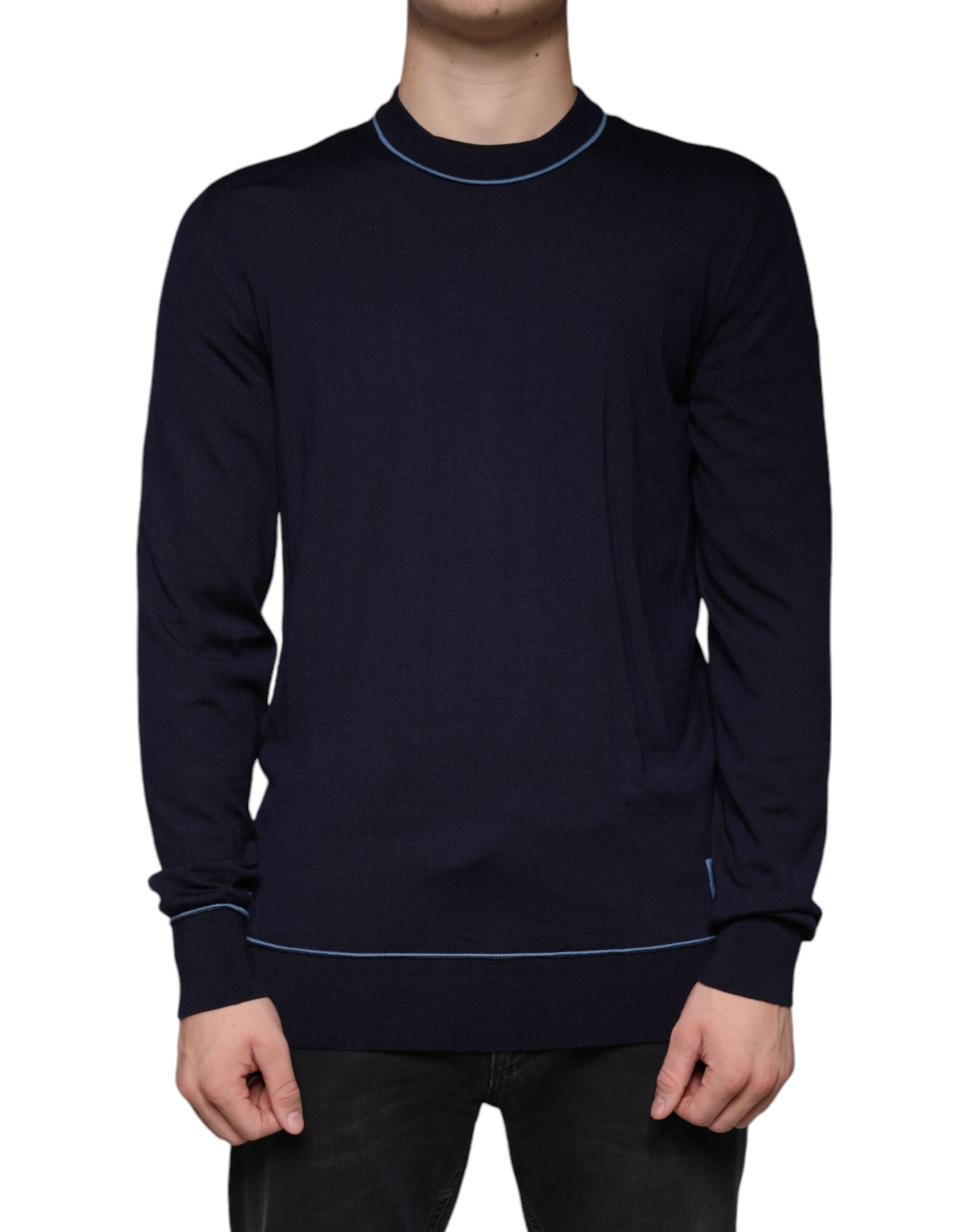 Shops Men's Dolce&Gabbana Wool Chunky Knit Blue Pullover Sweater