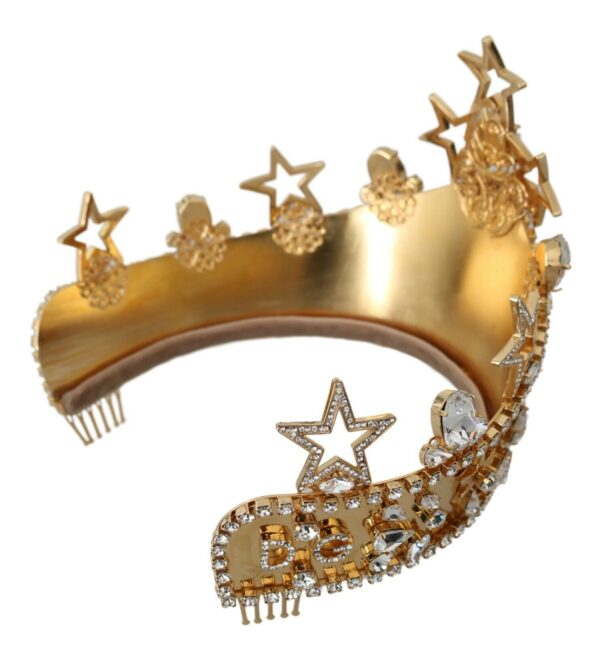 Dolce & Gabbana Regal Crystal Diadem Gold Tiara - Image 6