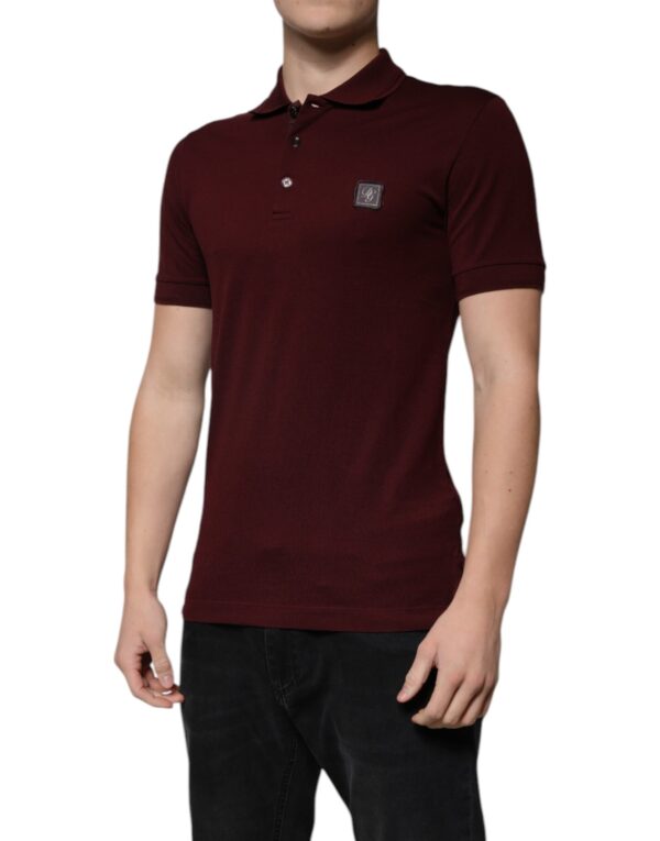 Maroon Collared Short Sleeves Polo T-shirt - Image 3