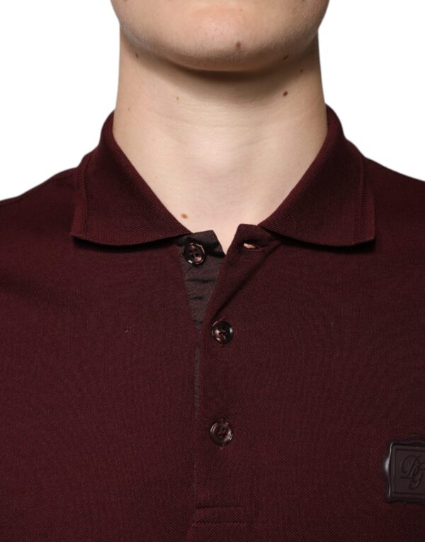 Maroon Collared Short Sleeves Polo T-shirt - Image 5