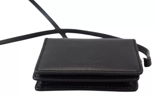 Black Leather Bifold Shoulder Sling Women Wallet - Image 6