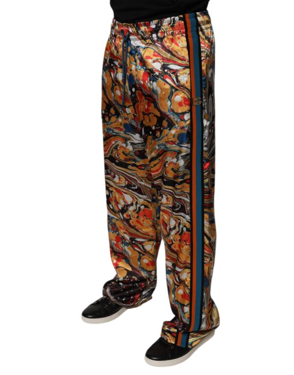 Dolce & Gabbana Multicolor Marble Satin Men Tracksuit Pants - Image 3