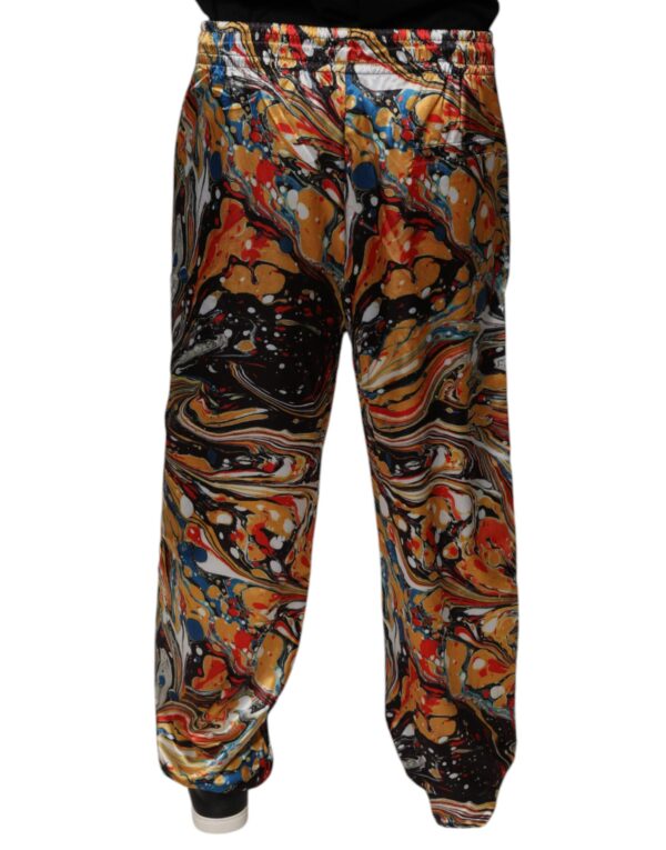 Dolce & Gabbana Multicolor Marble Satin Men Tracksuit Pants - Image 4