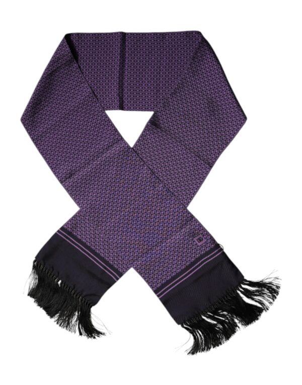 Dolce & Gabbana Purple Fantasy Silk Fringes Neck Wrap Scarf - Image 4