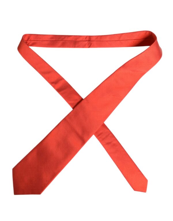 Dolce & Gabbana Orange Solid Silk Adjustable Necktie Tie - Image 4