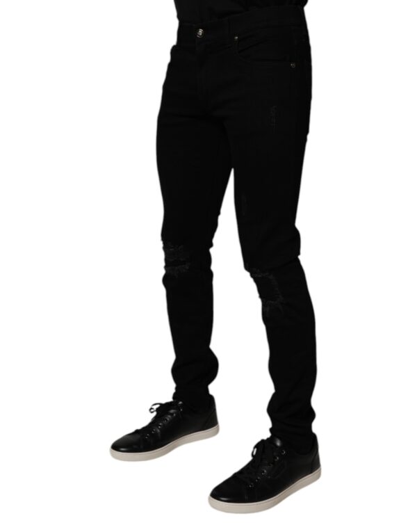 Dolce & Gabbana Black Cotton Stretch Skinny Men Denim Jeans - Image 3