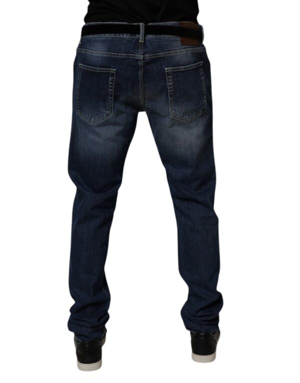 Dolce & Gabbana Blue Washed Cotton Stretch Skinny Denim Jeans - Image 4