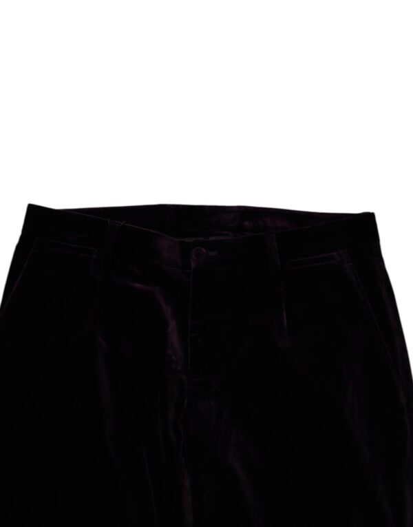Dolce & Gabbana Violet Velvet Cotton Men Dress Formal Pants - Image 5