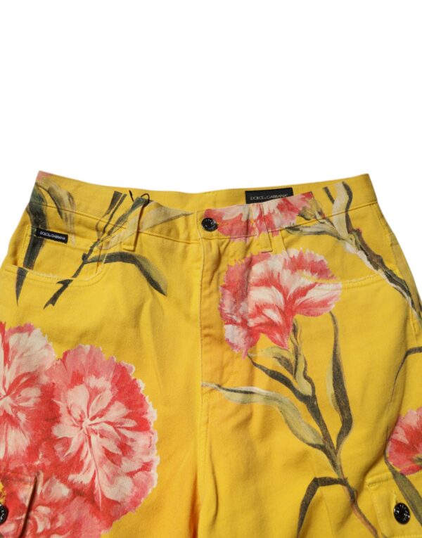 Dolce & Gabbana Yellow Floral Cargo Denim Men Bermuda Shorts - Image 5
