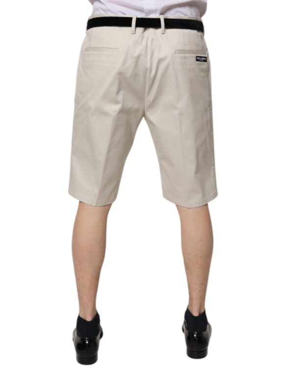 Dolce & Gabbana Beige Cotton Stretch Mid Waist Bermuda Shorts - Image 4