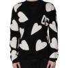 Dolce & Gabbana Black Hearts Silk Crew Neck Pullover Sweater - Image 2
