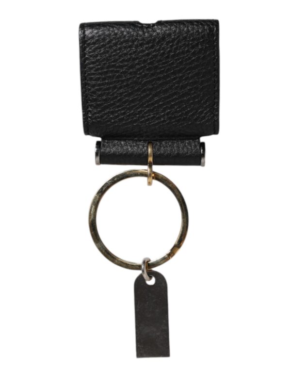Dolce & Gabbana Black Leather Strap Gold Metal Logo Plaque Airpods Case - Image 5