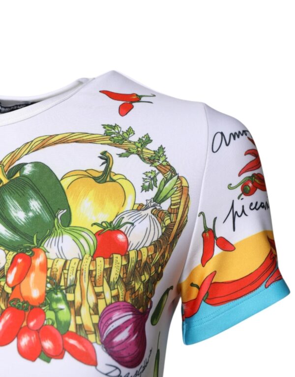 Dolce & Gabbana Multicolor Print Short Sleeves Cropped Top - Image 4